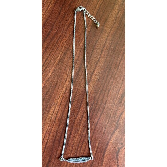 Silver Tone Feather Pendant Necklace With 16” Adjustable Chain - Picture 3 of 4